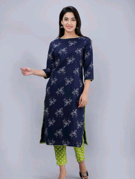 Alisha Superior Navy Women Kurta Sets-M