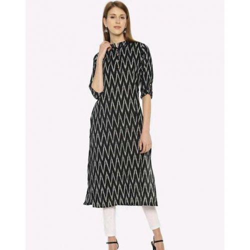 Abhisarika Cotton Black Printed Ensemble Kurtis-XXS