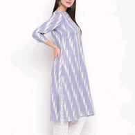 Abhisarika Cotton Blue Printed Ensemble Kurtis-XXS