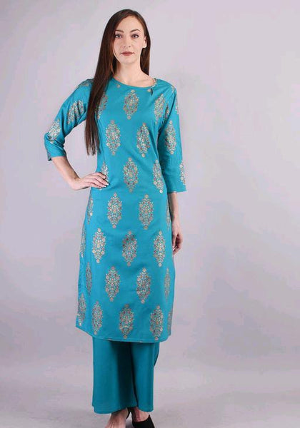 Banita Attractive Blue Women Rayon Kurta Sets