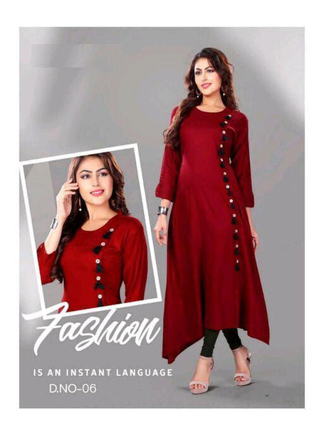 Alisha Classy Maroon Heavy Rayon Kurtis