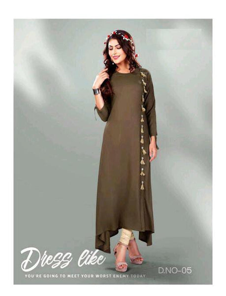 Alisha Classy Brown Heavy Rayon Kurtis