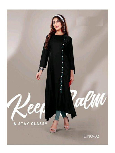 Alisha Classic Black Heavy Rayon Kurtis