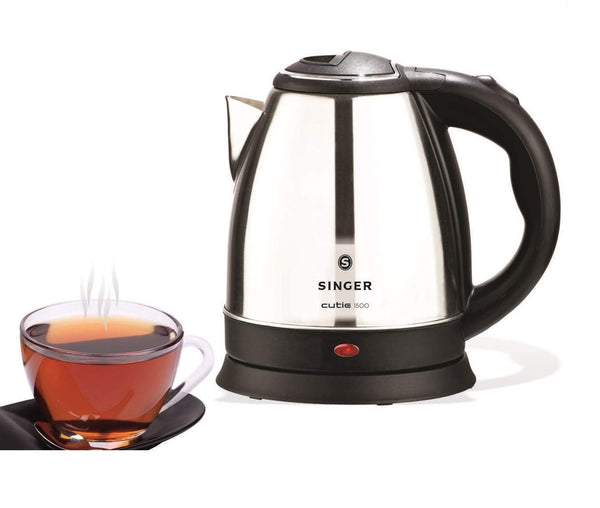 Singer Cutie DX Electric Kettle 1.5 Liter Stainless Steel, 1500 Watts Electric Kettle  (1.5 L, Black, Silver)