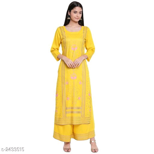 Eashita Attractive Yellow Printed Kurta Set