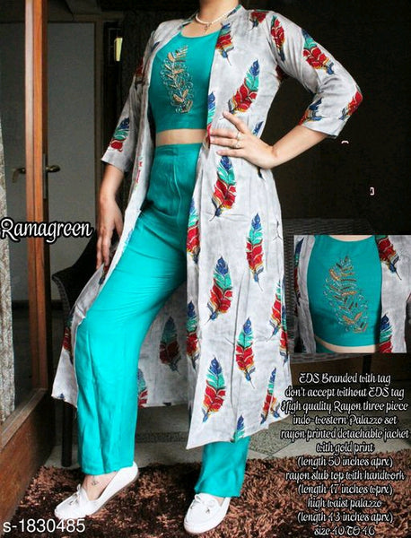 Beautiful Green Rayon Kurta Sets