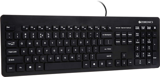 Zebronics ZEB-K4000M USB Wired Keyboard with 107 Keys, Silent Operation, Chiclet Keypad, Multimedia Keys, Gold Plated Wired USB Desktop Keyboard  (Black)