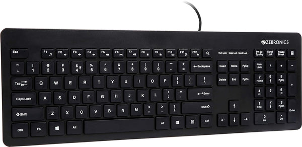 Zebronics ZEB-K4000M USB Wired Keyboard with 107 Keys, Silent Operation, Chiclet Keypad, Multimedia Keys, Gold Plated Wired USB Desktop Keyboard  (Black)