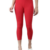 Red Skinny Fit High Ankle Length Leggings