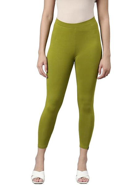 Olive Green Skinny Fit High Ankle Length Leggings