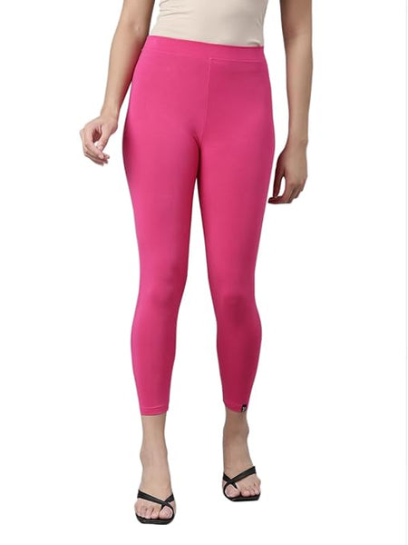 Pink Skinny Fit High Ankle Length Leggings