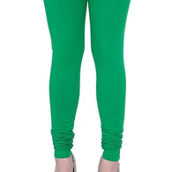 Green Plus Size Ultra Soft Churidar Cotton Lycra Leggings