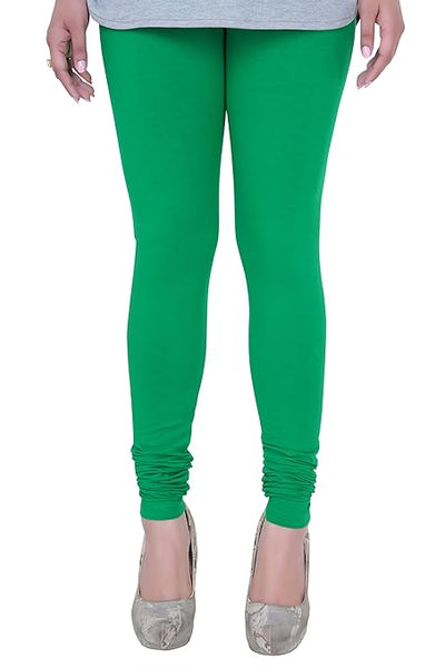 Green Plus Size Ultra Soft Churidar Cotton Lycra Leggings