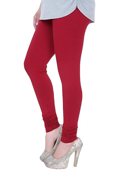 Maroon Plus Size Ultra Soft Churidar Cotton Lycra Leggings