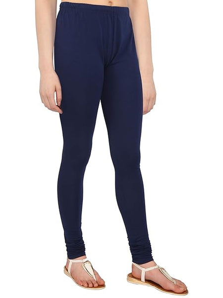 Navy Plus Size Ultra Soft Churidar Cotton Lycra Leggings