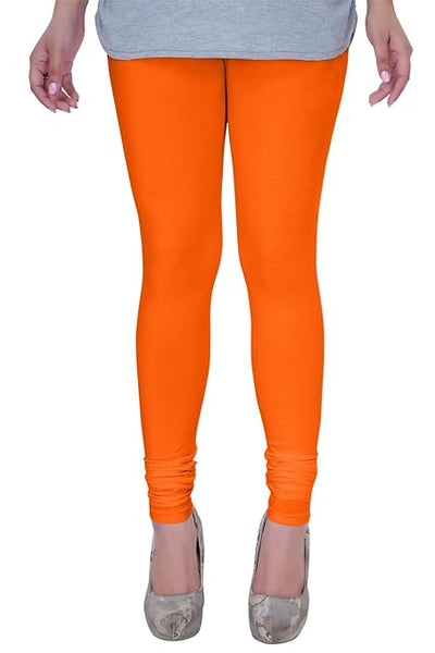 Orange Plus Size Ultra Soft Churidar Cotton Lycra Leggings