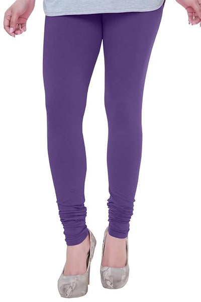 Purple Plus Size Ultra Soft Churidar Cotton Lycra Leggings