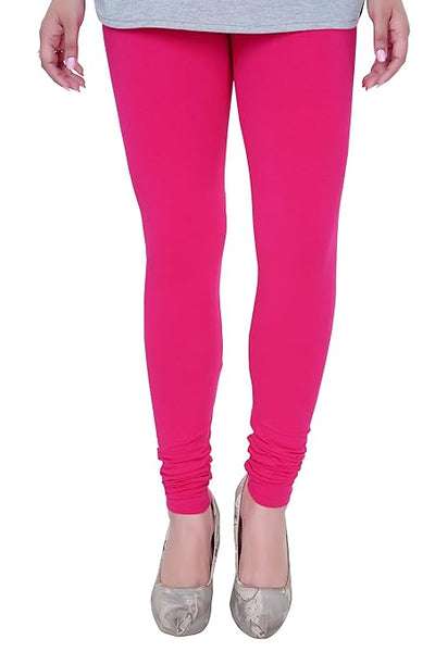 Pink Plus Size Ultra Soft Churidar Cotton Lycra Leggings