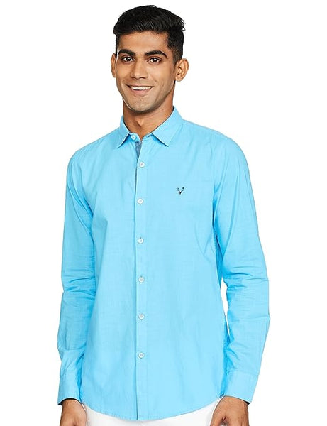 Classic Aqua Blue Men's Slim Fit Shirt