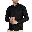 Black Mens Slim fit Solid Casual Cotton Shirt