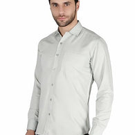 Grey Mens Slim fit Solid Casual Cotton Shirt