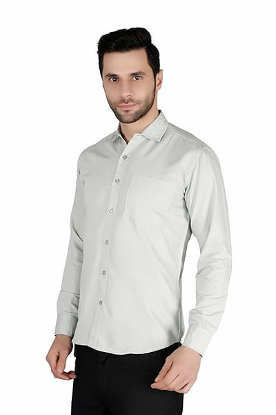 Grey Mens Slim fit Solid Casual Cotton Shirt