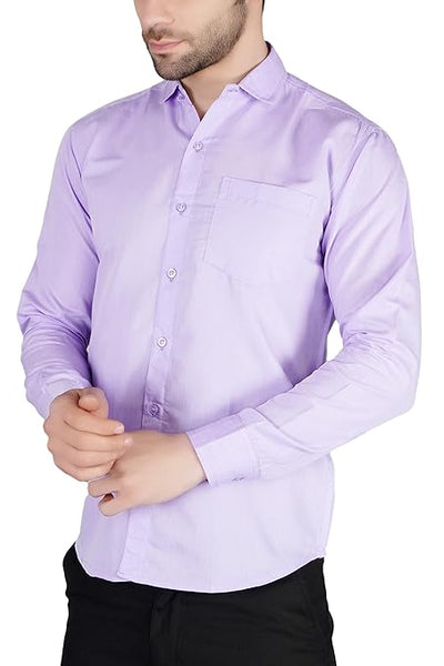 Lavender Mens Slim fit Solid Casual Cotton Shirt