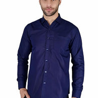 Navy Mens Slim fit Solid Casual Cotton Shirt