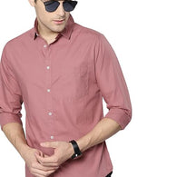 Classy Pink Men Solid Slim Fit Cotton Casual Shirt