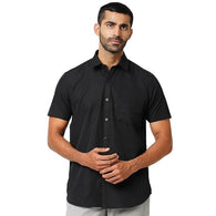 Classy Black Men's Solid Formal Shirt