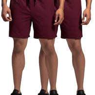 Maroon Cotton Multi Men Shorts Pk 2