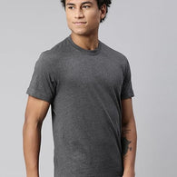 Men Regular Fit Grey Melange T-Shirt