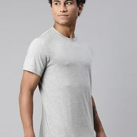 Men Regular Fit Light Grey Melange T-Shirt