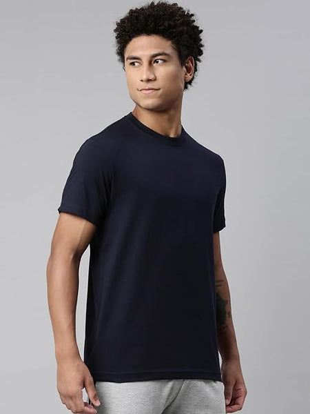 Men Regular Fit Navy Blue T-Shirt