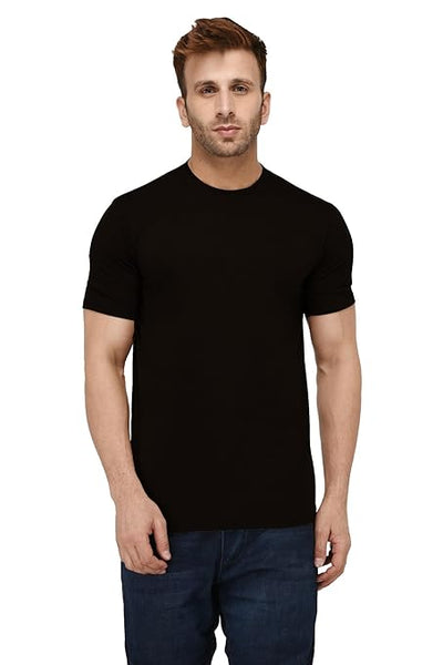 Men Plain Cotton Black T-Shirt