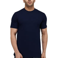 Men Plain Cotton Dark Blue T-Shirt