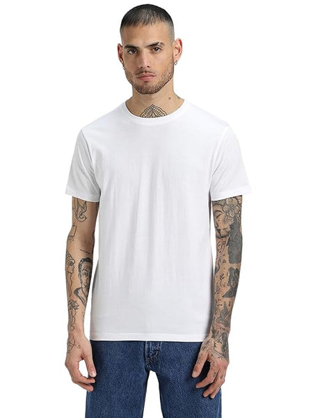 Men Pure Cotton White T-Shirt