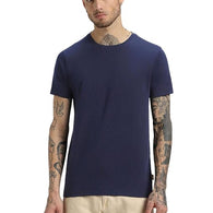 Men Pure Cotton Navy Blue T-Shirt