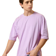 Men Drop Shoulder Lavender T-Shirt