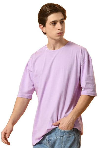 Men Drop Shoulder Lavender T-Shirt