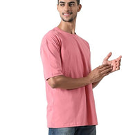 Men Drop Shoulder Peach T-Shirt