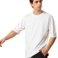 Men Drop Shoulder White T-Shirt