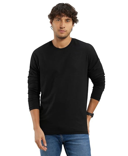 Men Full Sleeves Black T-Shirt