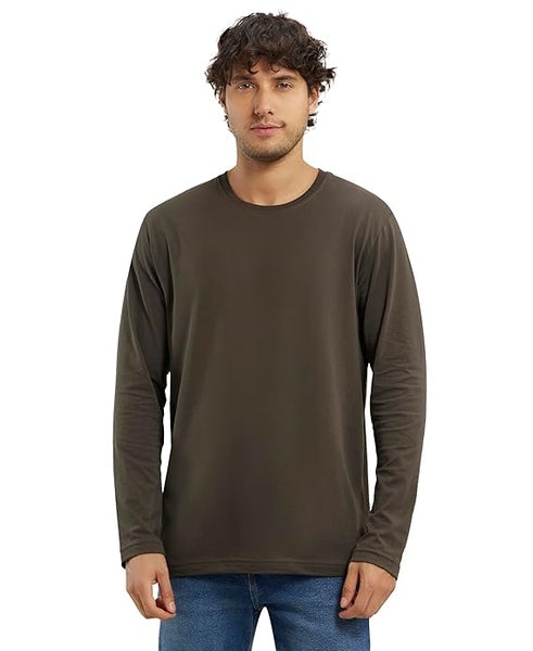 Men Full Sleeves Black Olive T-Shirt