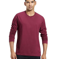 Men Full Sleeves Burgundy T-Shirt