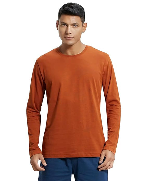 Men Full Sleeves Orange T-Shirt