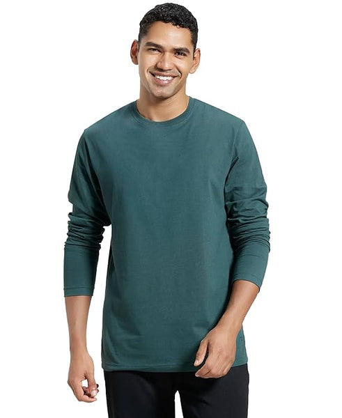 Men Full Sleeves Green T-Shirt