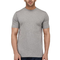 Men Plain Cotton Grey T-Shirt