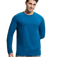 Men Full Sleeves Blue Teal T-Shirt