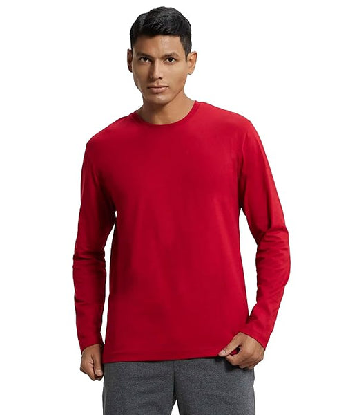 Men Full Sleeves Red T-Shirt